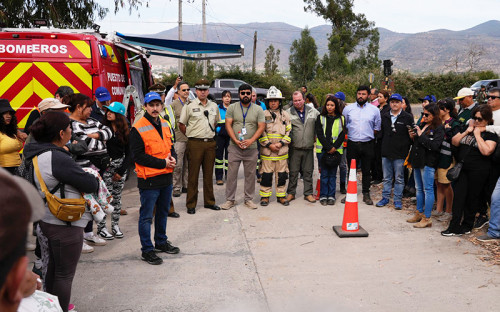 Más de 200 personas participaron del simulacro de evacuación de los tranques de relaves de El Soldado